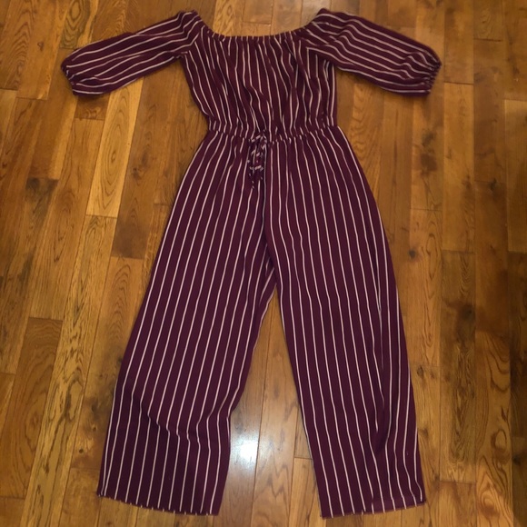 Striped Maroon Jumpsuit - Picture 1 of 1